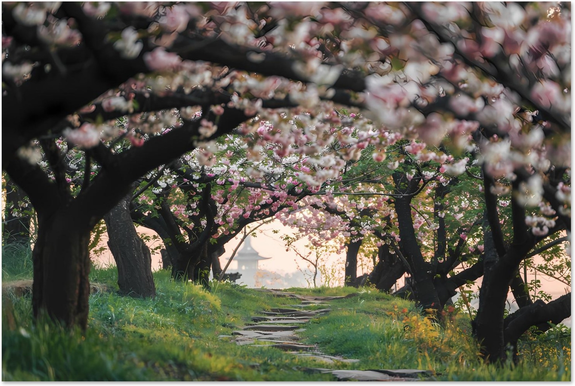 Cherry Blossom Tree Pathway art print