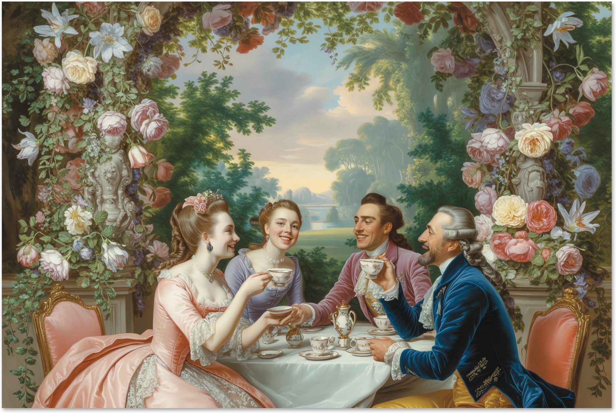 Rococo Style Garden Tea Party art print