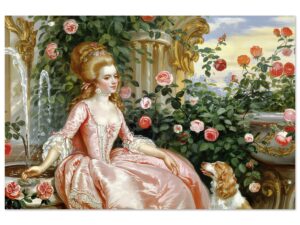 Rococo Style - Woman In Rose Garden