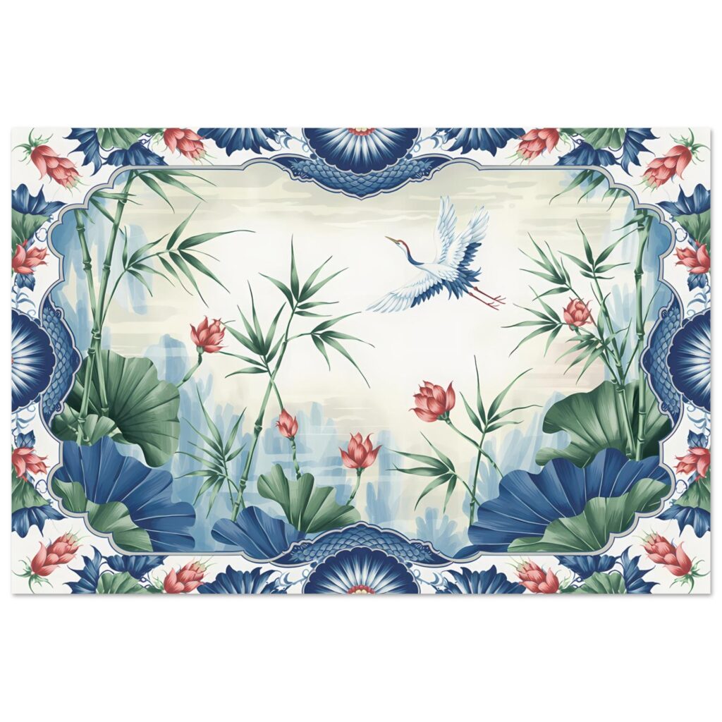 Chinoiserie Blue Serene Crane