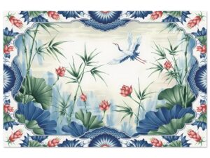 Chinoiserie Blue Serene Crane